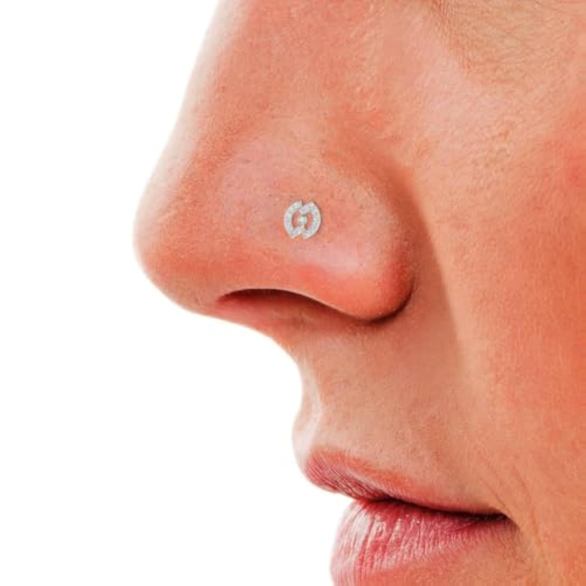 Women's 9K BIS Hallmarked White Gold Stud Nosering